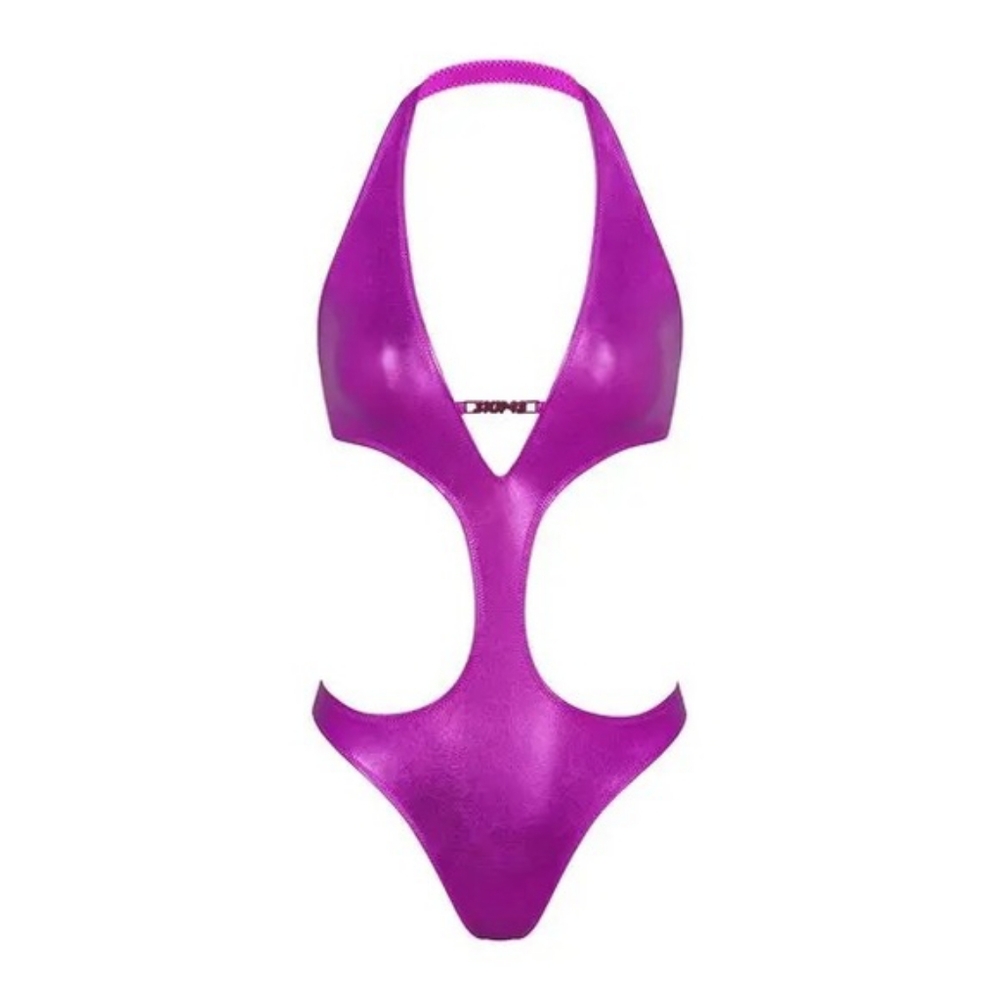 Skims Metallic Swim Halter Monokini